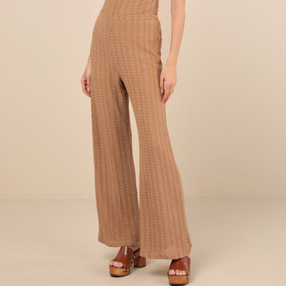 Lulus Cove Light Brown Textured High-rise Pants - Size M